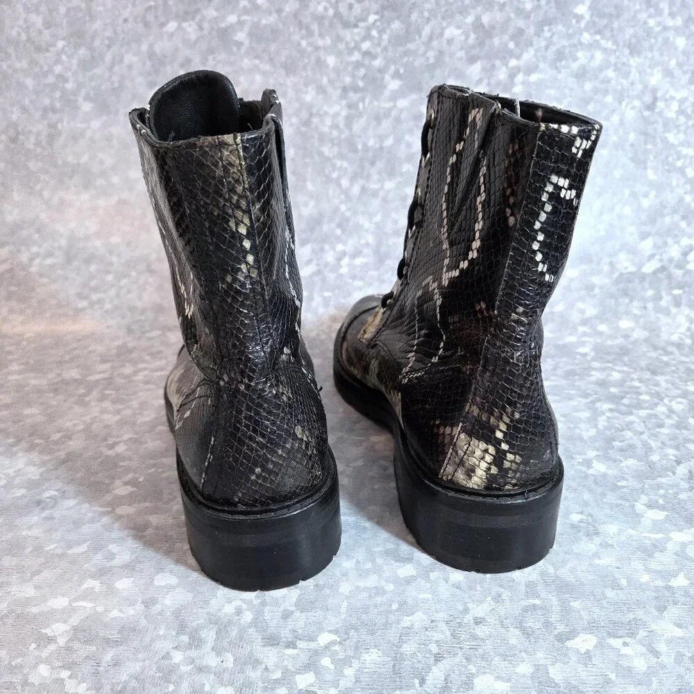 NWT All Saints Leather Snake Skin Embossed Booties Size 39
